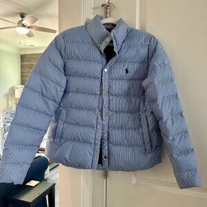 Womens Ralph Lauren Polo Seer sucker striped Down Jacket: Medium